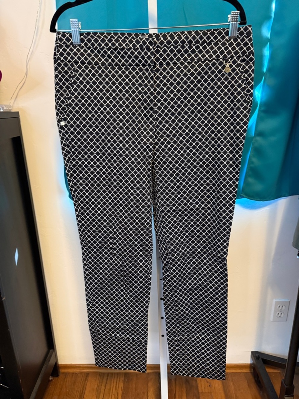 Anne Klein Black & White Lattice Print Trousers